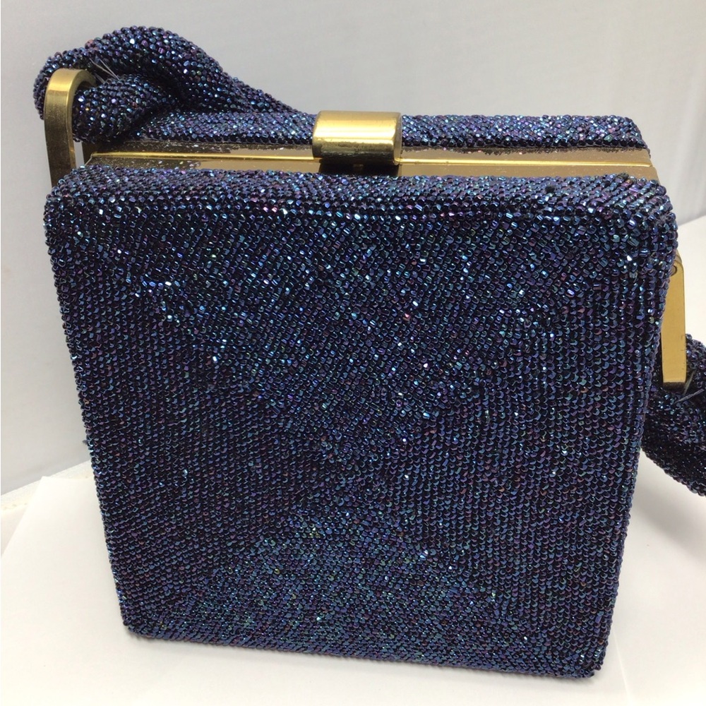 Vintage 1940’s Du Bonnette Elegant Blue glass Beaded evening Bag - Picture 6 of 13